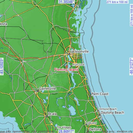Topographic map of Fleming Island