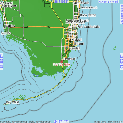 Topographic map of Florida City