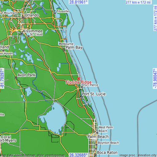 Topographic map of Florida Ridge