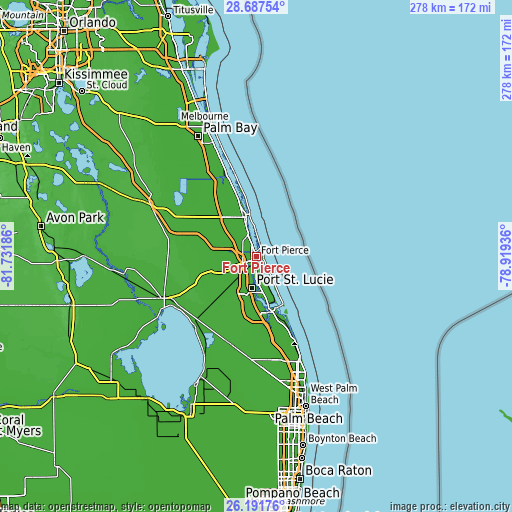 Topographic map of Fort Pierce