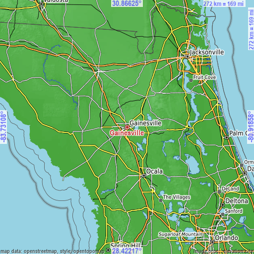 Topographic map of Gainesville