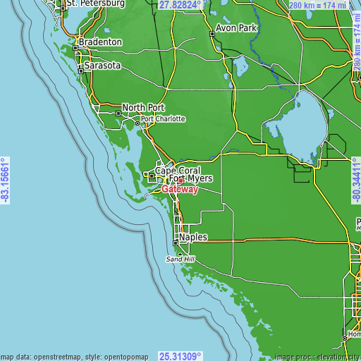 Topographic map of Gateway