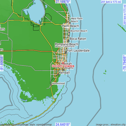Topographic map of Golden Glades
