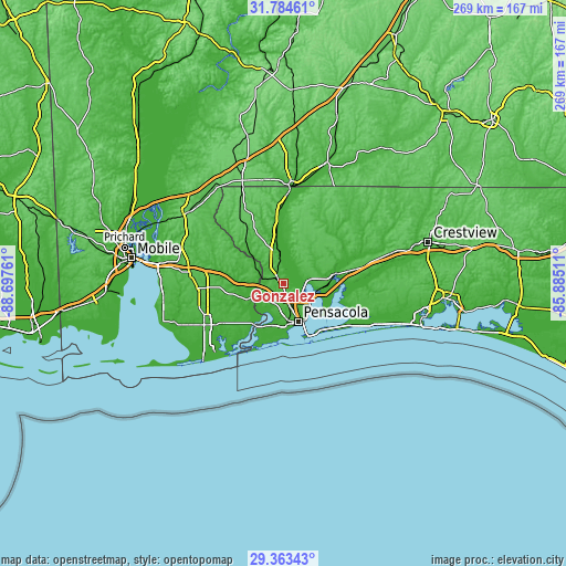 Topographic map of Gonzalez