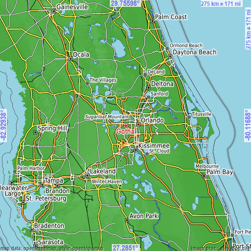 Topographic map of Gotha