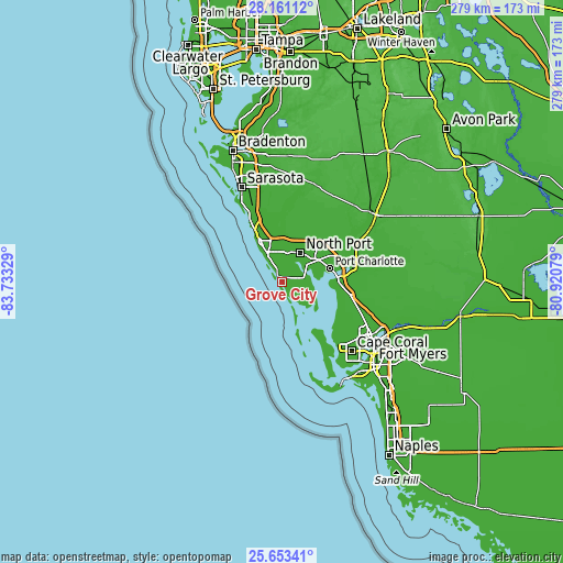 Topographic map of Grove City