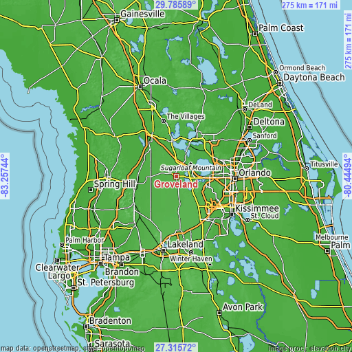 Topographic map of Groveland