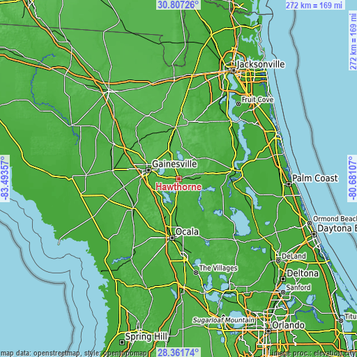 Topographic map of Hawthorne