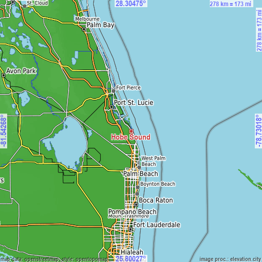 Topographic map of Hobe Sound