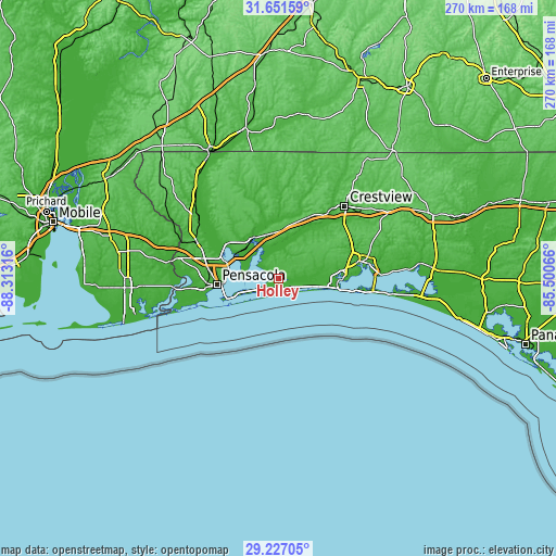 Topographic map of Holley