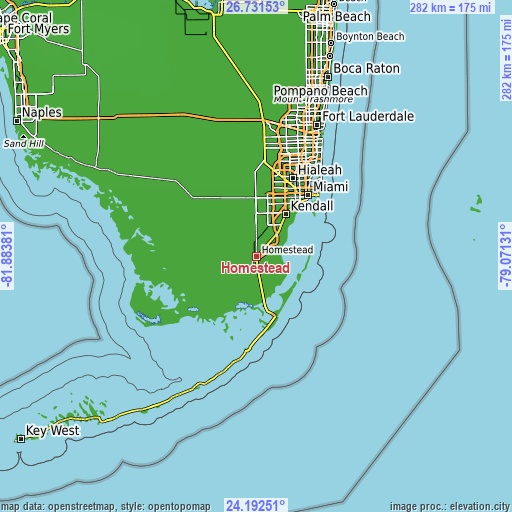 Topographic map of Homestead