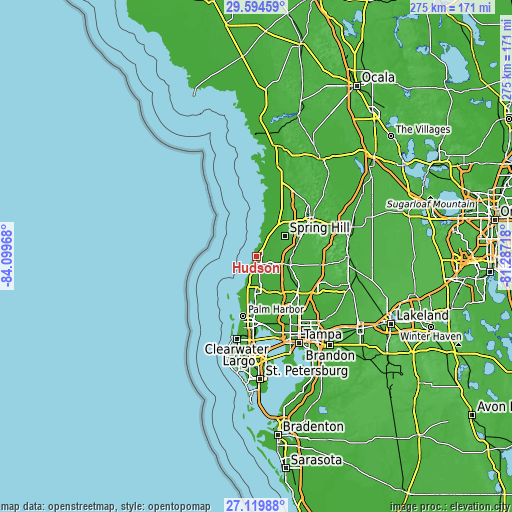 Topographic map of Hudson