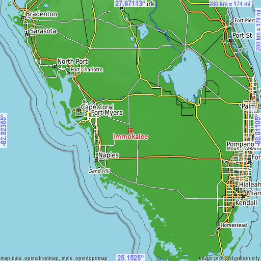 Topographic map of Immokalee