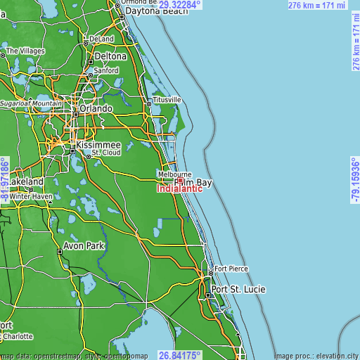 Topographic map of Indialantic