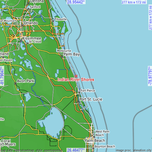 Topographic map of Indian River Shores