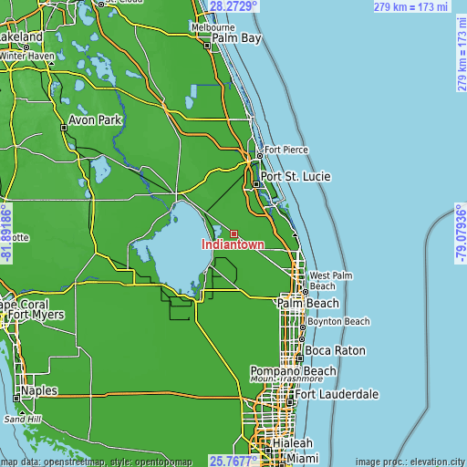 Topographic map of Indiantown