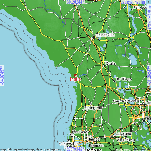 Topographic map of Inglis