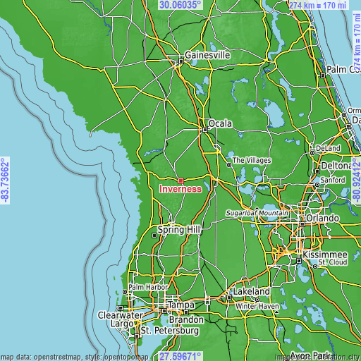 Topographic map of Inverness