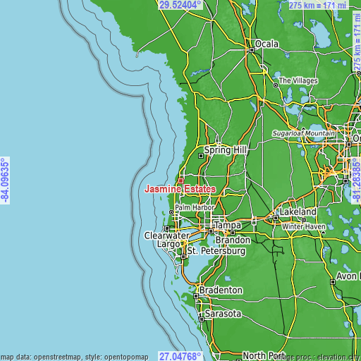 Topographic map of Jasmine Estates