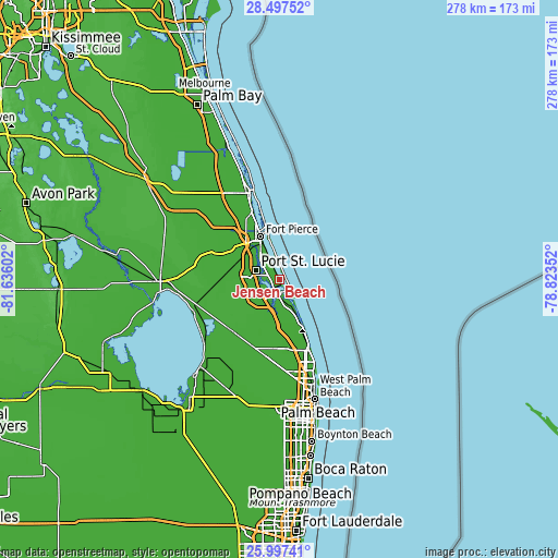 Topographic map of Jensen Beach