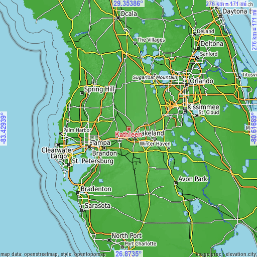 Topographic map of Kathleen