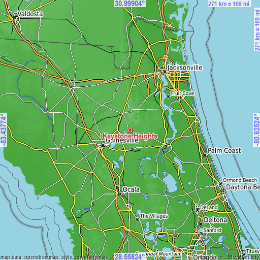 Topographic map of Keystone Heights