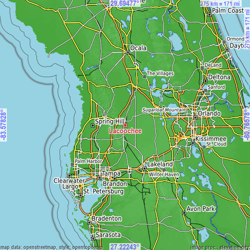 Topographic map of Lacoochee