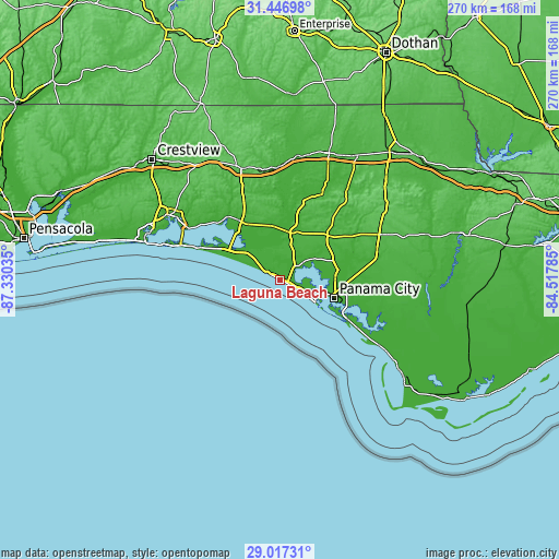 Topographic map of Laguna Beach