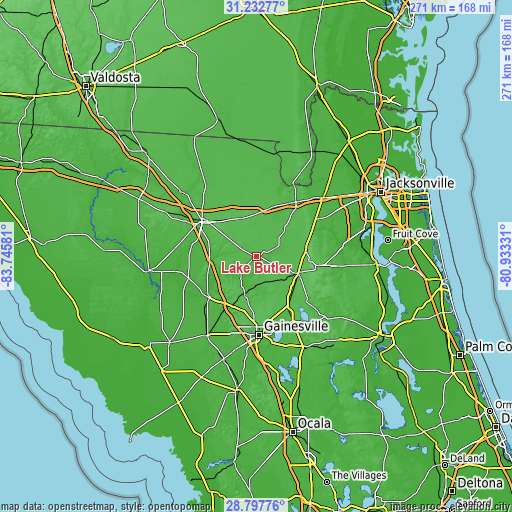 Topographic map of Lake Butler