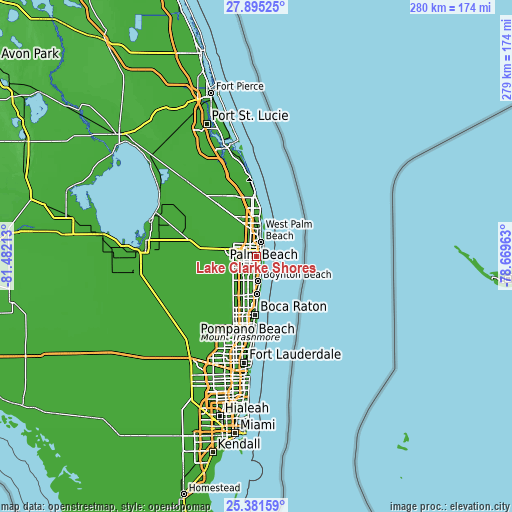 Topographic map of Lake Clarke Shores