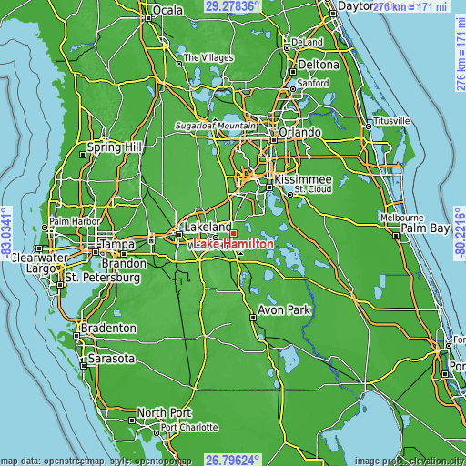 Topographic map of Lake Hamilton