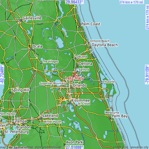 Topographic map of Lake Mary