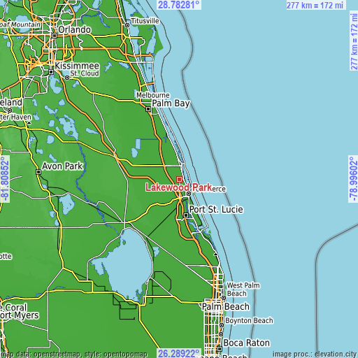 Topographic map of Lakewood Park