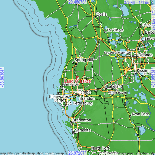 Topographic map of Land O' Lakes