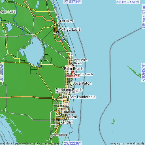 Topographic map of Lantana