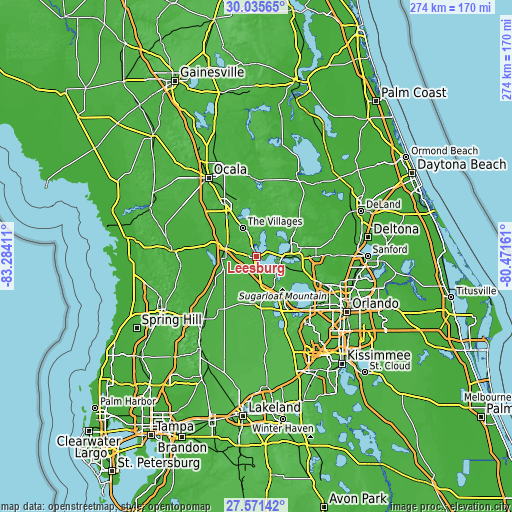 Topographic map of Leesburg