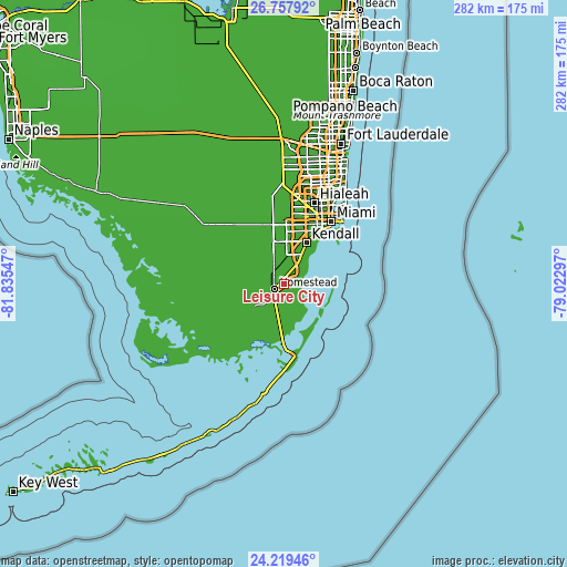 Topographic map of Leisure City