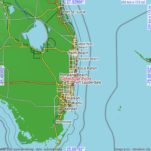 Topographic map of Lighthouse Point