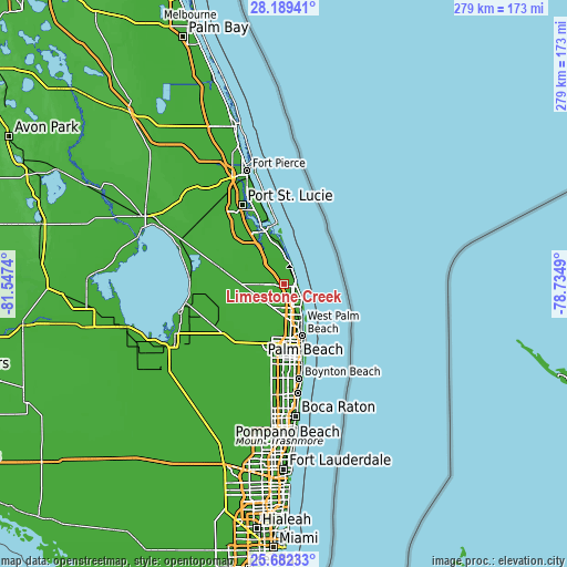 Topographic map of Limestone Creek