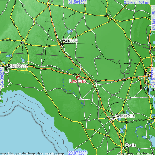 Topographic map of Live Oak