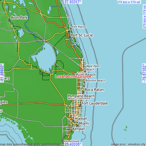 Topographic map of Loxahatchee Groves