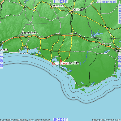 Topographic map of Lynn Haven