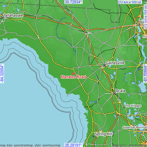 Topographic map of Manatee Road