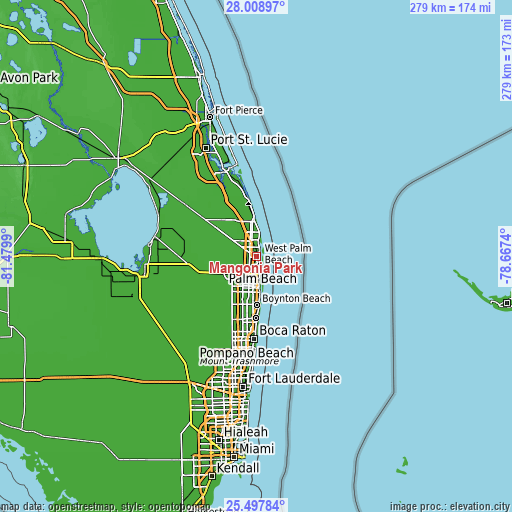 Topographic map of Mangonia Park