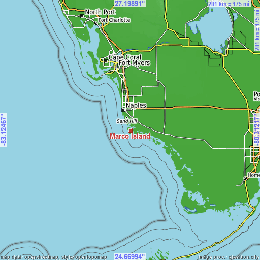 Topographic map of Marco Island