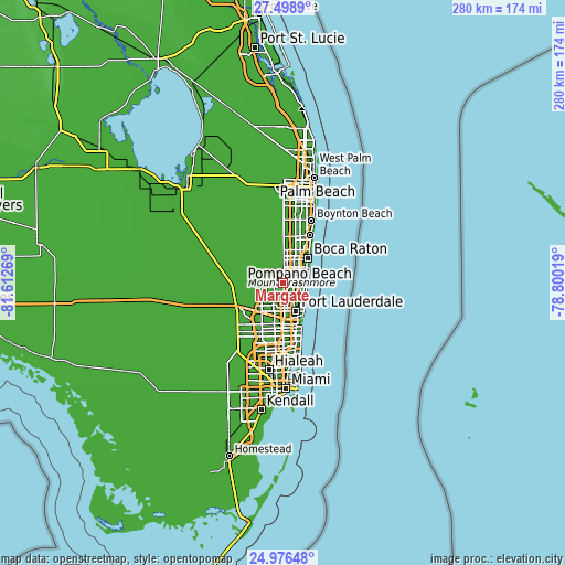 Topographic map of Margate