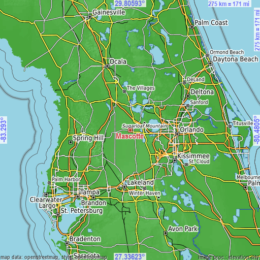 Topographic map of Mascotte