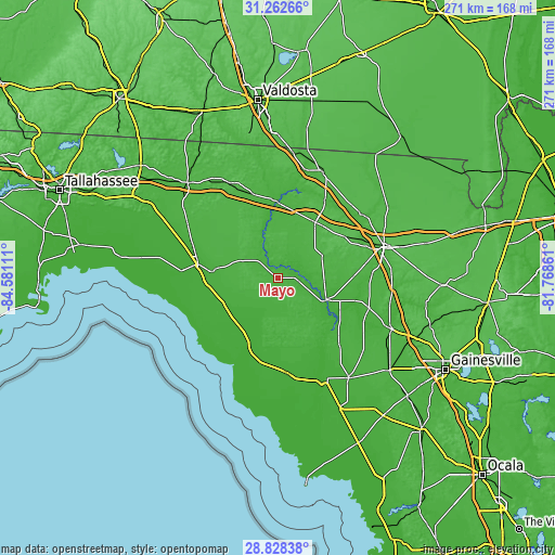 Topographic map of Mayo