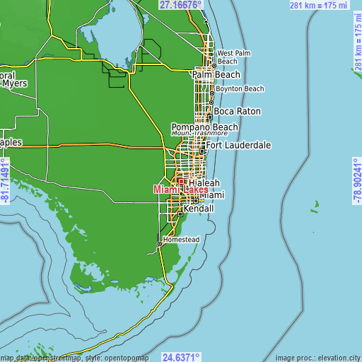Topographic map of Miami Lakes
