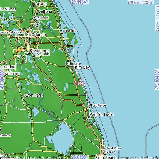 Topographic map of Micco